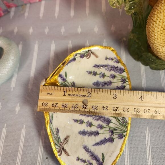 DECOUPAGE CLAM SHELL DECOUPAGE FLOWERS TRINKET DISH - Picture 8 of 9